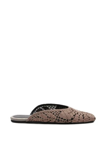 Papuci tip mules Magda Butrym cu model floral tricotate fără toc maro