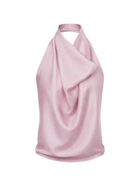 Top Carven de mătase cu spatele deschis roz