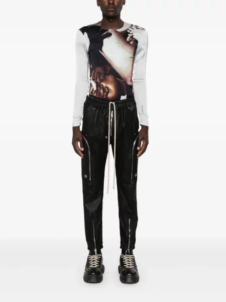 Iš natūralios odos cargo stiliaus kelnės Rick Owens juoda