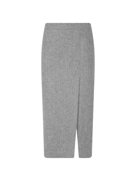 Fustă midi Isabelle Blanche cu model herringbone plic gri