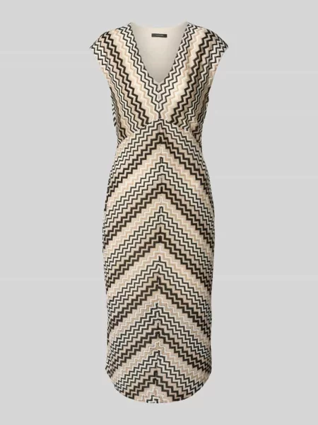 Comma Letnia sukienka Kobiety wzorzysty 34 beżowy