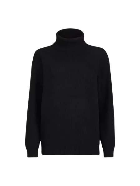 Lniany sweter z golfem Brunello Cucinelli czarny