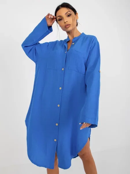 Rochie tip cămașă Fashionhunters de costum albastru