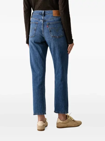 Pantaloni scurți din denim Levi's® din dantelă zdrențuiți cu talie înaltă albastru