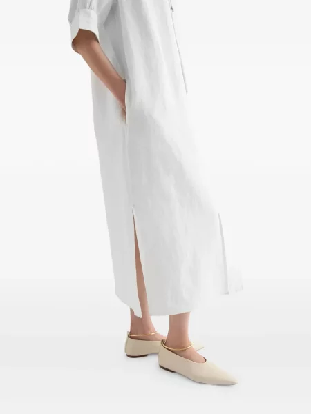 Rochie tip cămașă Jil Sander scurtă de costum alb