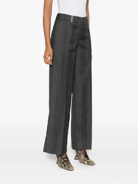 Pantaloni Peserico cu model herringbone gri