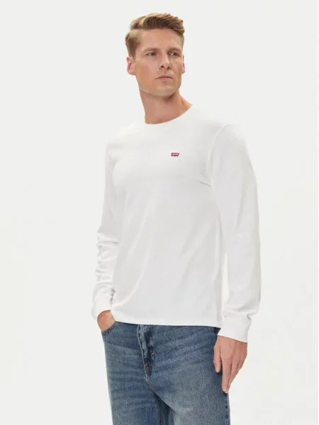 Μακρυμάνικη μπλούζα Levi's με αυτόγραφο λευκό