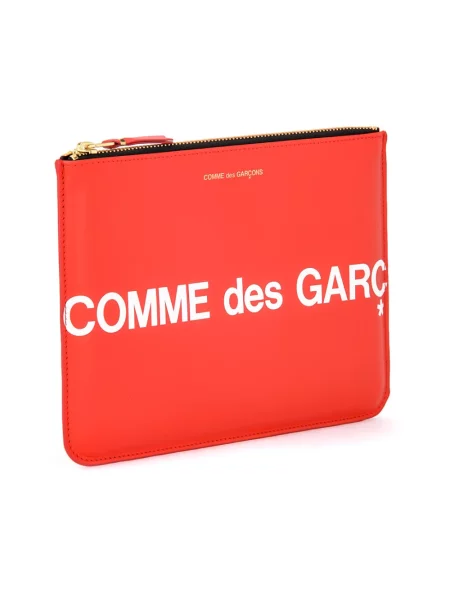 Portfel Comme Des Garcons skórzany z logo czerwony
