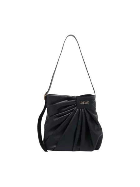 Torebka skórzana Loewe skórzana drapowana czarna