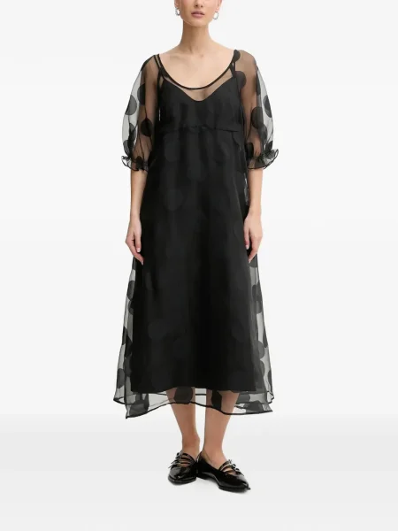 Rochie midi Stine Goya cu buline până la genunchi de costum negru