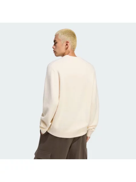 W PEŁNI DZIANINOWY SWETER TREFOIL ESSENTIALS biały