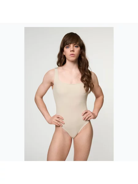 Body treningowe Girlfriend Collective Penny Square Neck cream beżowy
