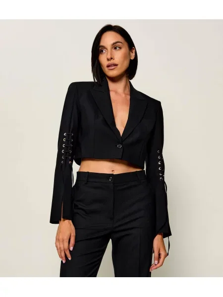 Pinko Jachetă Corvette | Cropped Fit cu adaos de lână negru