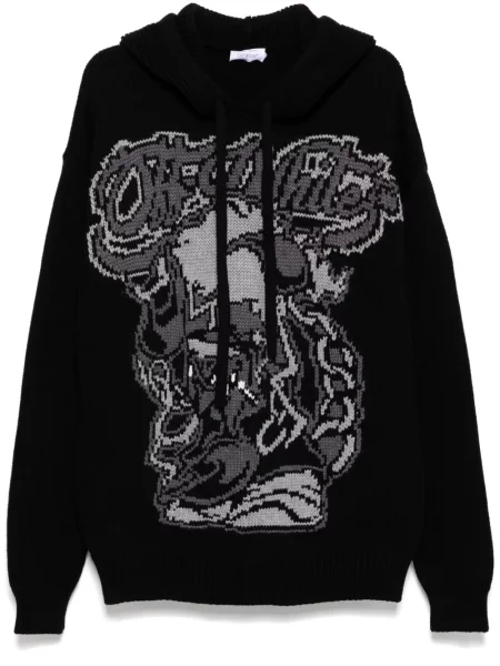 Pulover Off-white din jacard alb