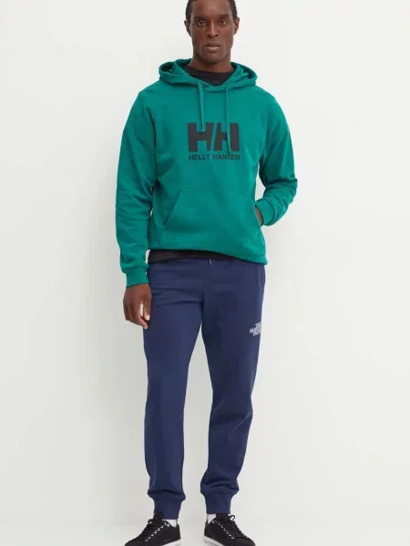 Кофта Helly Hansen HH LOGO з капюшоном з принтом зелений