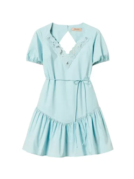 Rochie midi Twinset cu broderie de costum albastru