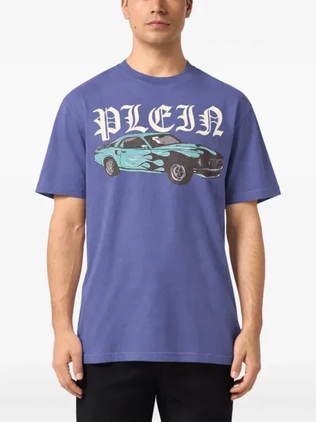 Tricou Philipp Plein cu imagine albastru