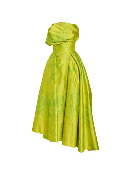 Rochie florală Erdem cu model floral asimetric de costum verde