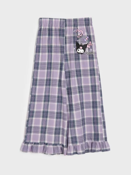 Sinsay kalhoty wide leg s ozdobnými volány Kuromi fialová