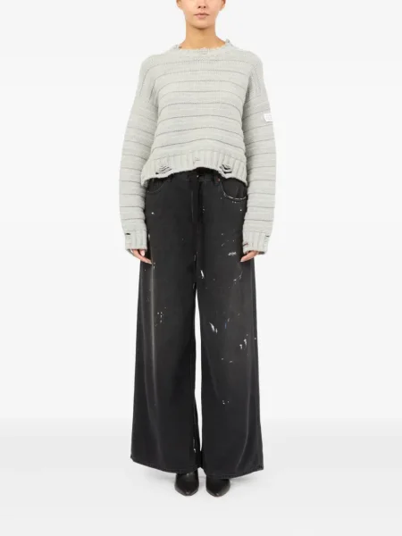 Pulover Mm6 Maison Margiela cu decolteu în U gri
