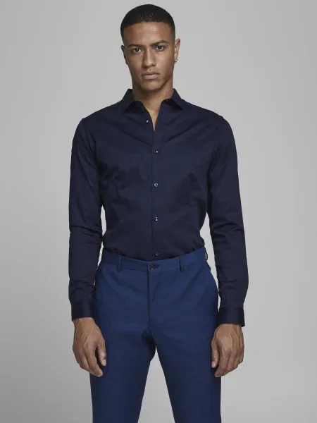 JACK & JONES Košeľa Parma námornícka modrá čierna