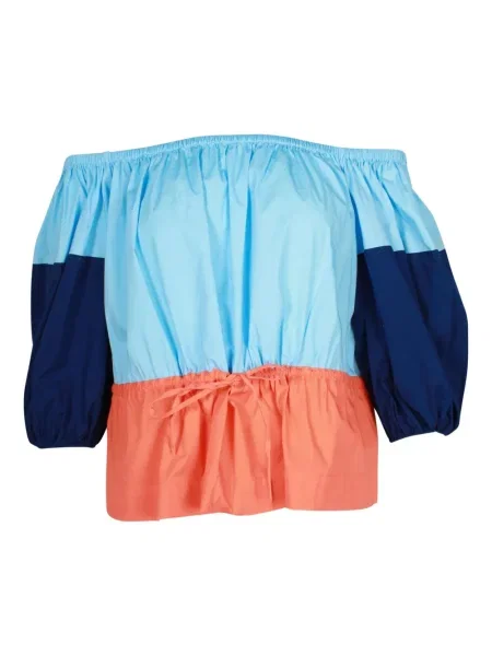 Top Staud z odkrytymi ramionami niebieski