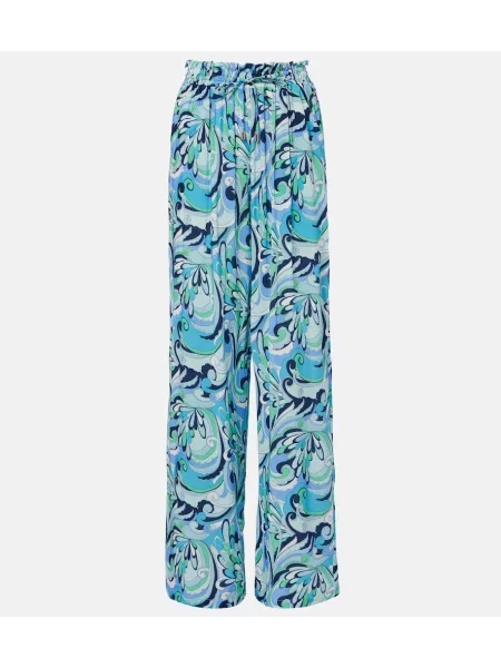 Pantaloni palazzo Melissa Odabash cu imagine albastru