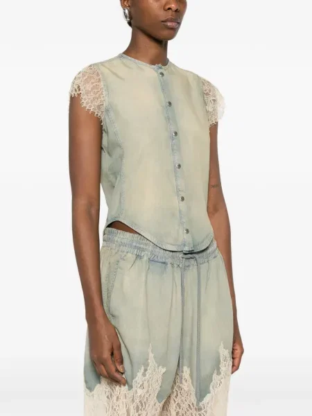 Koszula Diesel koronkowa niebieska