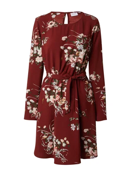 VILA Obleka KRISTINA zelena / roza / temno rdeča bela