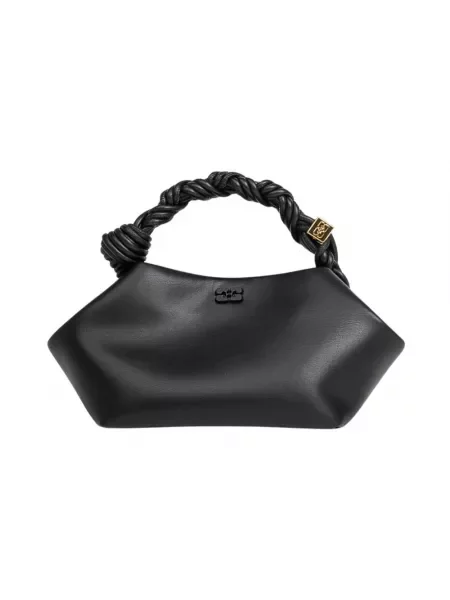 Torebka crossbody Ganni biznesowa z nadrukiem czarna