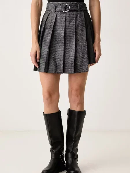 MSGM fustă plisată cu vâscoză gri