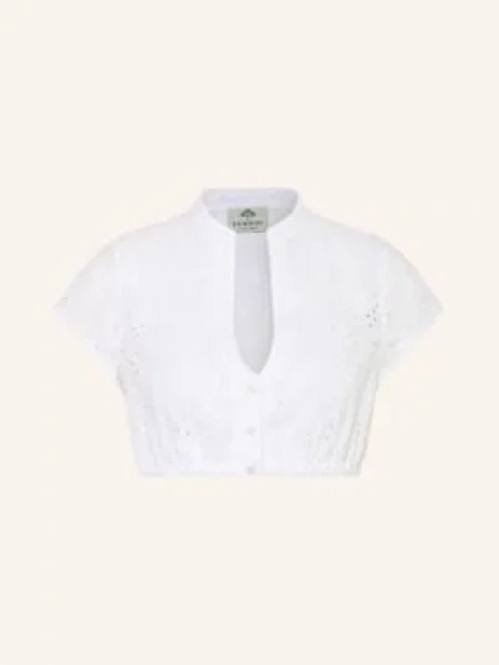 Berwin & Wolff Bluzka Dirndl Z Koronką Ażurową weiss biała