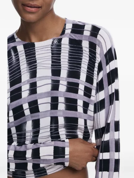 Pulover Desigual în carouri alb