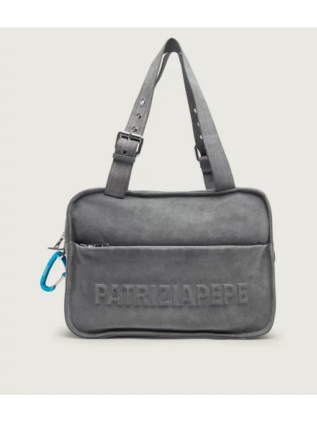 Patrizia Pepe Geantă shopper | piele întoarsă gri