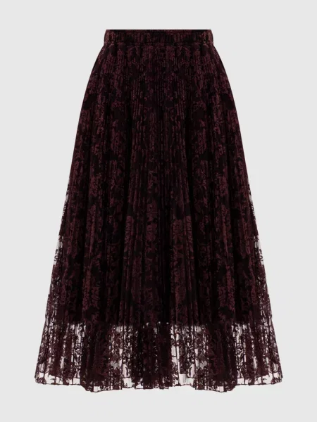 Бордова спідниця з вишивкою Ermanno Scervino