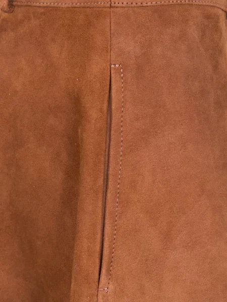 Fustă Semicouture din piele de căprioară maro