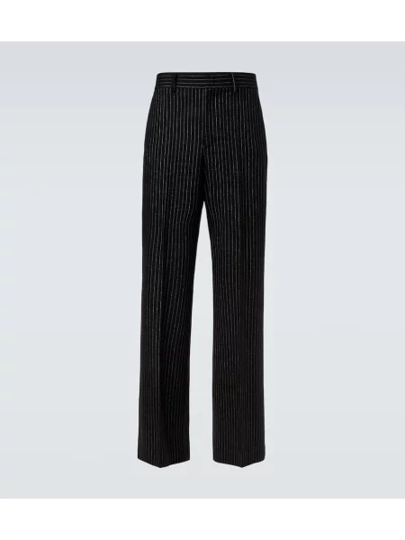 Pantaloni Valentino de lână cu dungi negru