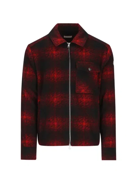 Geacă cămașă Moncler în carouri cu autograf negru