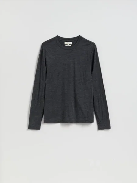 Cămașă Reserved de lână cu mâneci lungi lungă gri