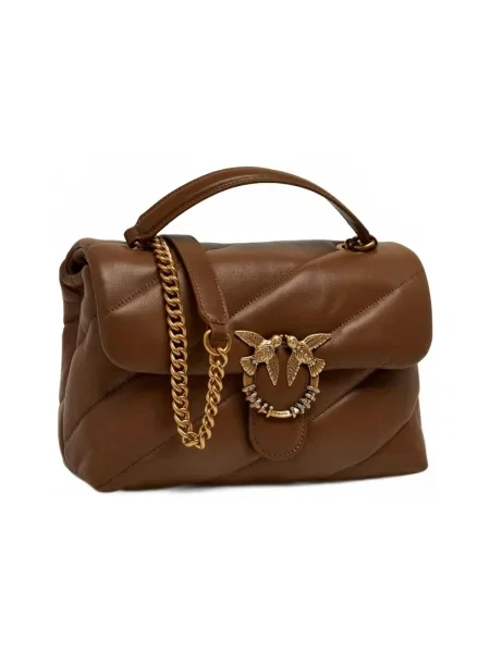 Klasická crossbody kabelka Pinko s prackou z ekologickej kože hnedá