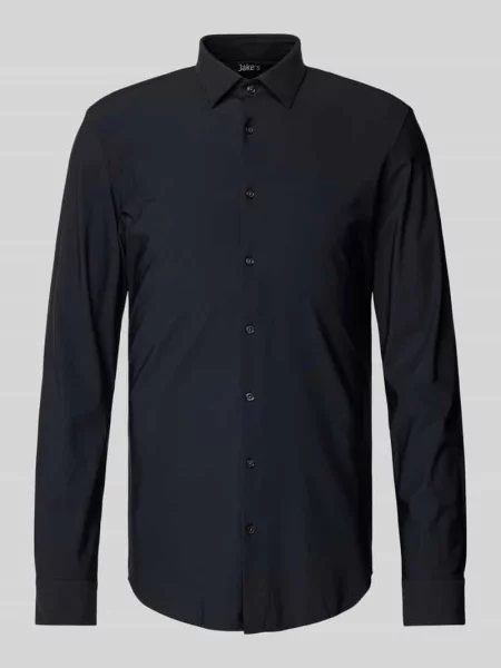 Koszula biznesowa o kroju super slim fit z listwą guzikową Jake*s czarna