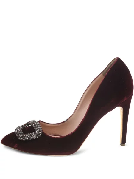 Pantofi cu toc Rupert Sanderson de catifea roșu