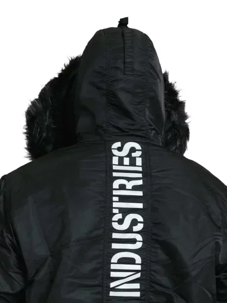 Geacă Alpha Industries cu glugă cu blană negru