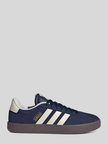 Sneakersy z naturalnej skóry welurowej z napisem z logo Adidas Sportswear granatowe