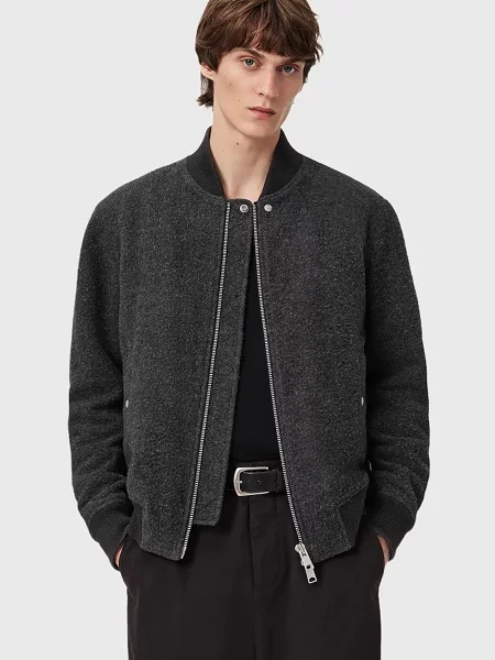 AllSaints jachetă bomber din lână de tranziție gri