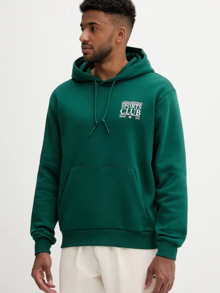 Geacă Adidas Originals cu glugă verde