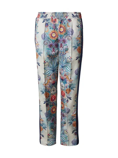 Just Cavalli Pantaloni TROPICAL GARDEN verde petrol / lila / portocaliu alb