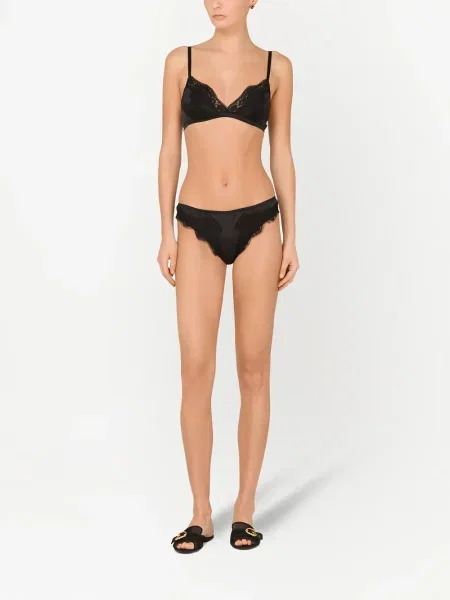 Gėlėtos nėriniuotos stringai Dolce & Gabbana juoda