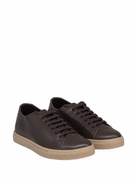 Sneakerși Slowear cu șireturi din piele maro