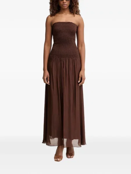 Rochie maxi Haveone fără bretele maro